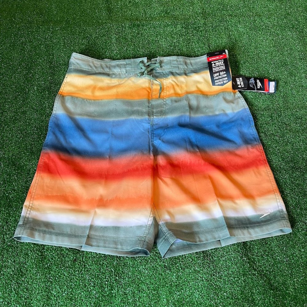 Speedo Men's Eco 4-Way Comfort Stretch Dark Ivy Swim Board Short Size XL NEW